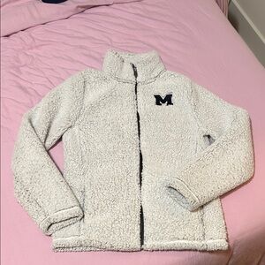 Fuzzy Umich zip up sweatshirt